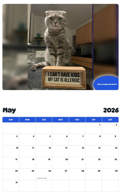 2026 - 2027 Finley Douglas Macalister - Pawidols Pet Calendar