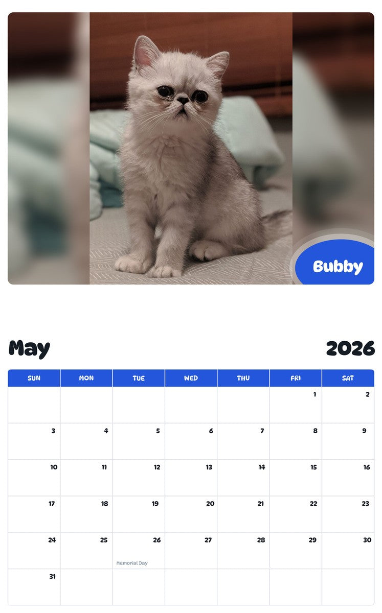 2026 - 2027 Bubby - Pawidols Pet Calendar