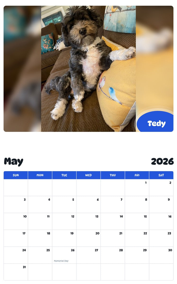 2026 - 2027 Tedy - Pawidols Pet Calendar
