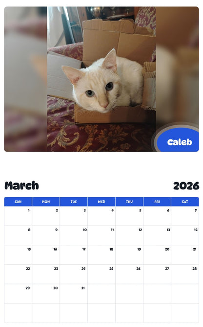 November 2025 - October 2026 Caleb - Pawidols Pet Calendar