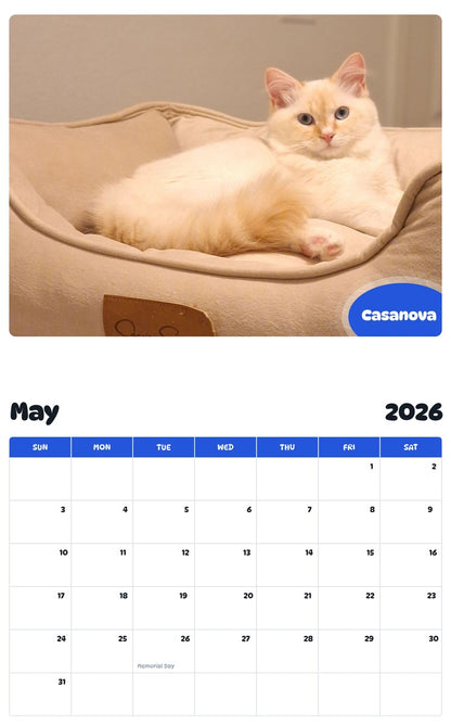 2026 - 2027 Casanova - Pawidols Pet Calendar