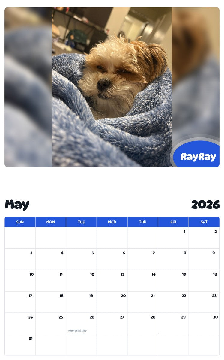 2026 - 2027 RayRay - Pawidols Pet Calendar