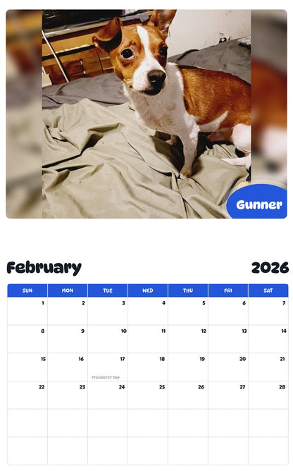 October 2025 - September 2026 Gunner - Pawidols Pet Calendar