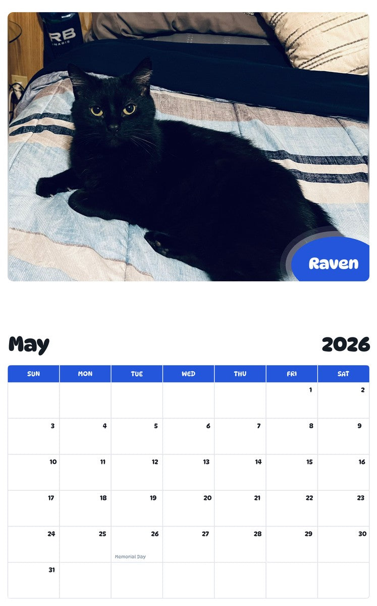 2026 - 2027 Raven - Pawidols Pet Calendar