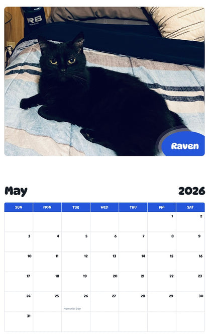 2026 - 2027 Raven - Pawidols Pet Calendar
