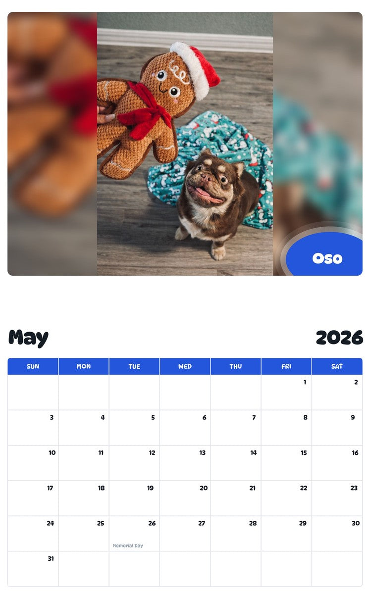 2026 - 2027 Oso - Pawidols Pet Calendar
