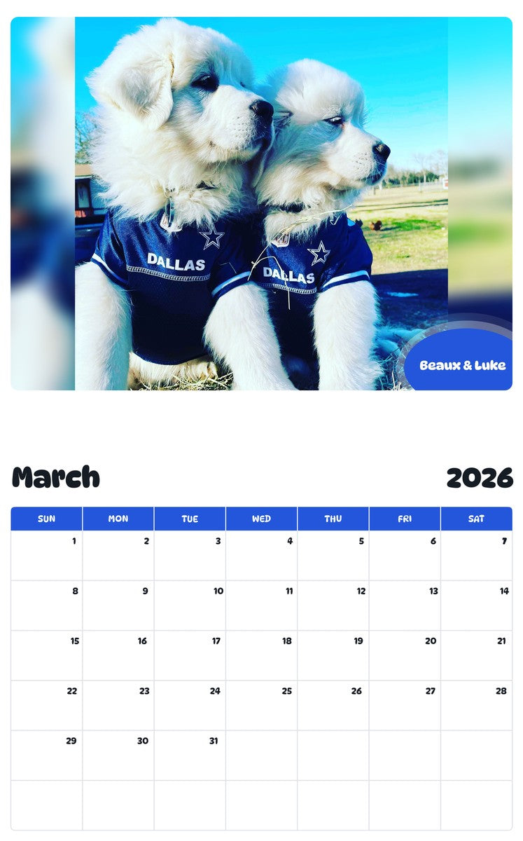 November 2025 - October 2026 Beaux & Luke - Pawidols Pet Calendar