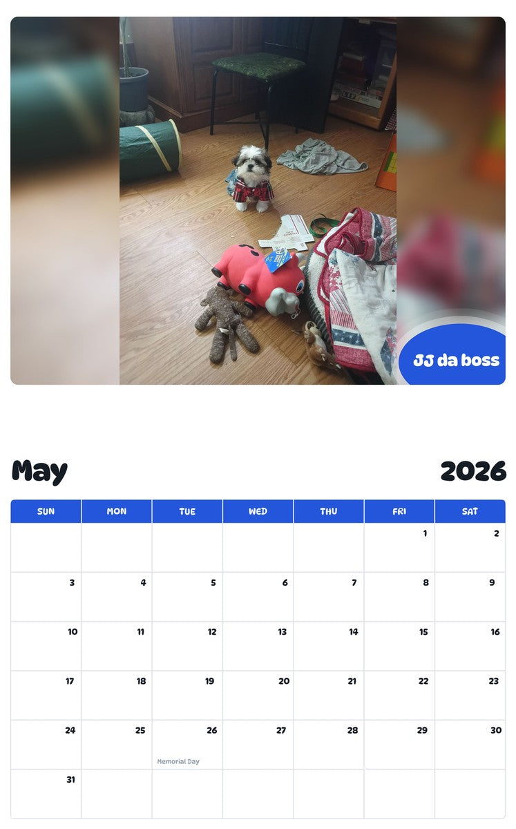 2026 - 2027 JJ da boss - Pawidols Pet Calendar