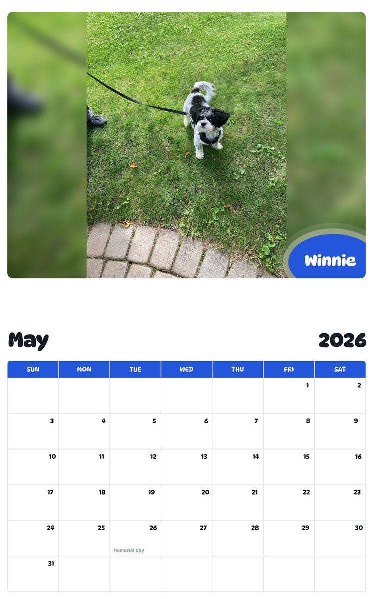 2026 - 2027 Winnie - Pawidols Pet Calendar