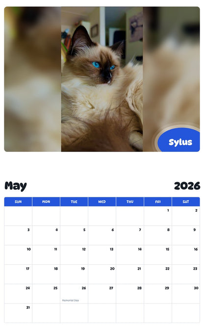 2026 - 2027 Sylus - Pawidols Pet Calendar
