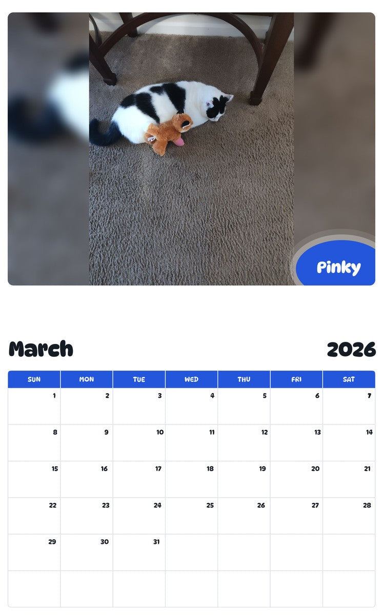 November 2025 - October 2026 Pinky - Pawidols Pet Calendar