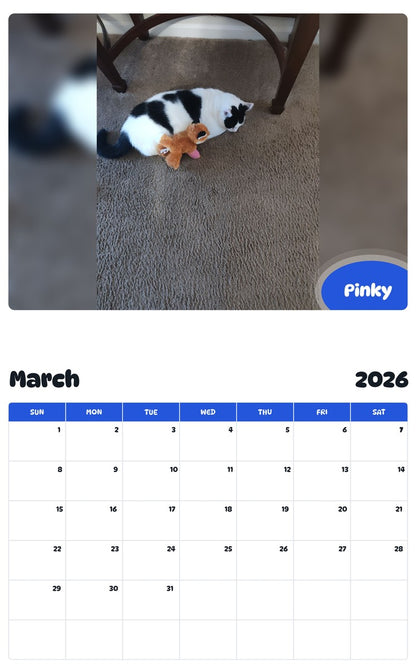 November 2025 - October 2026 Pinky - Pawidols Pet Calendar