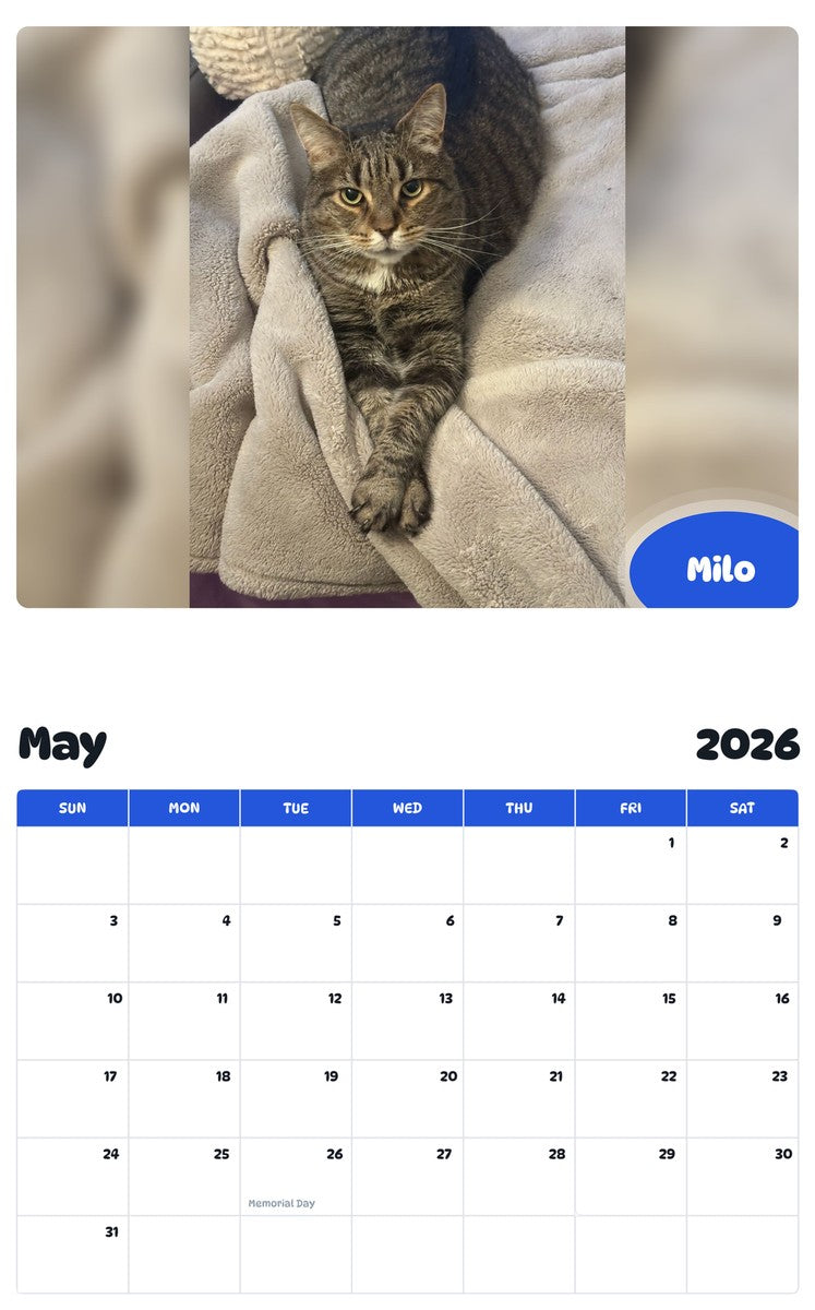 2026 - 2027 Milo - Pawidols Pet Calendar