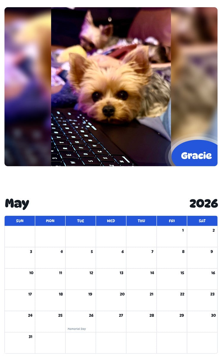 2026 - 2027 Gracie - Pawidols Pet Calendar