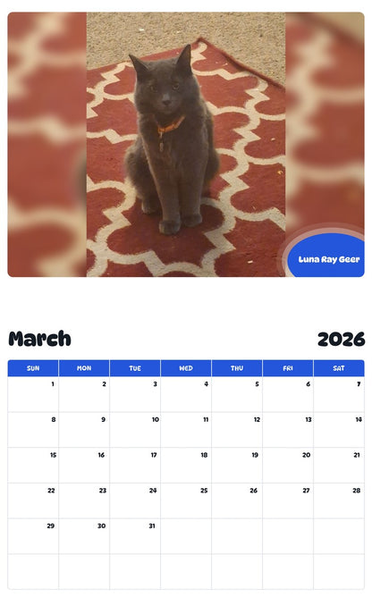 November 2025 - October 2026 Luna Ray Geer - Pawidols Pet Calendar
