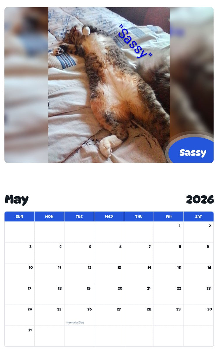 2026 - 2027 Sassy - Pawidols Pet Calendar