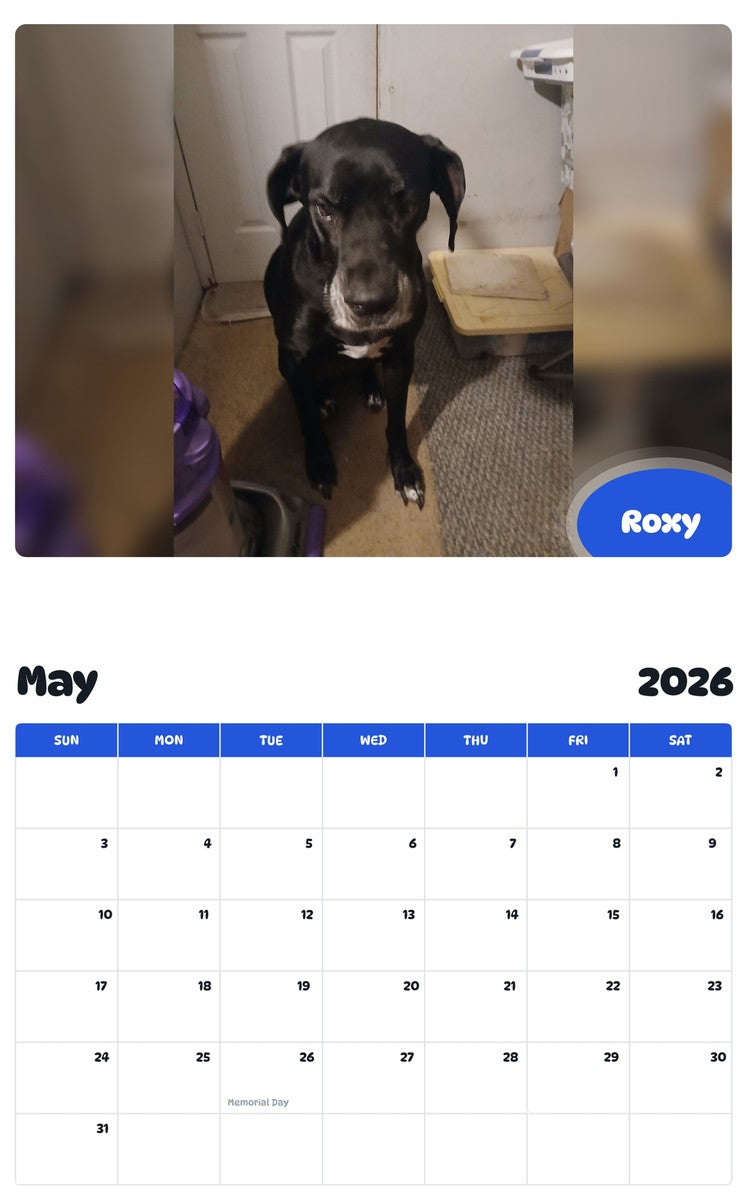 2026 - 2027 Roxy - Pawidols Pet Calendar