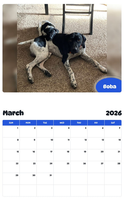 November 2025 - October 2026 Boba - Pawidols Pet Calendar