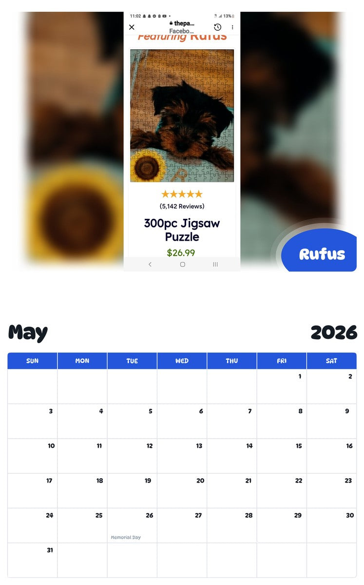 2026 - 2027 Rufus - Pawidols Pet Calendar