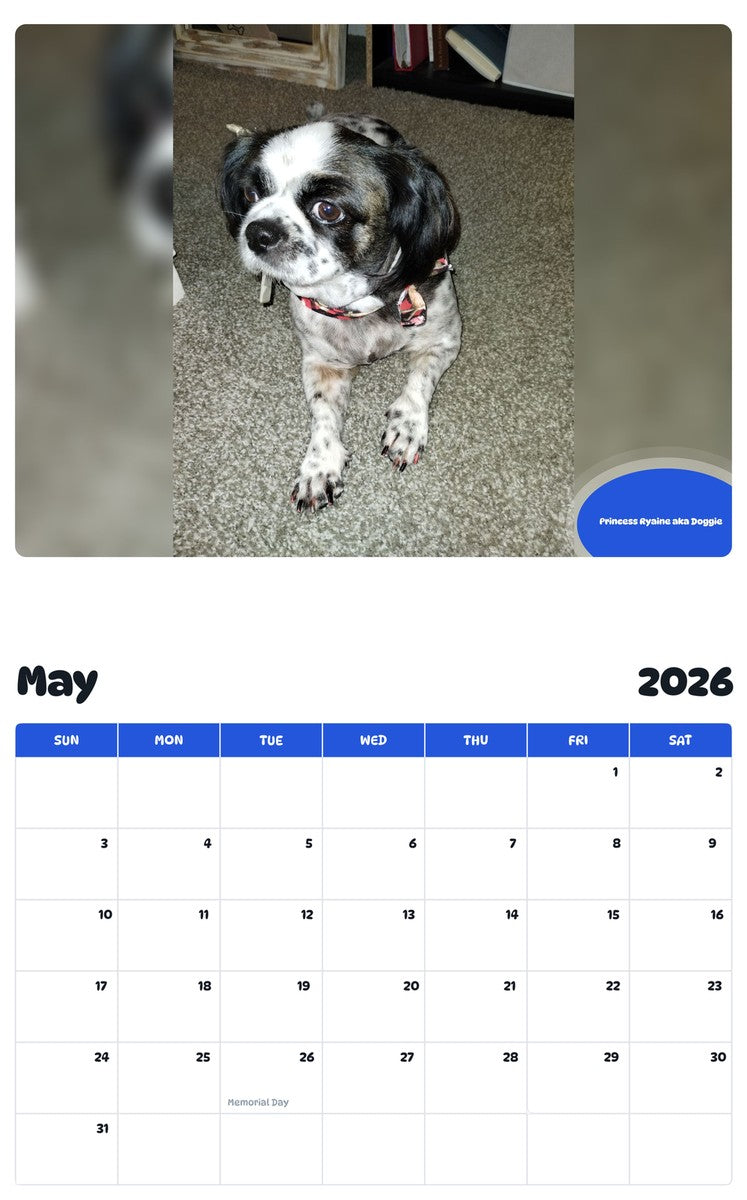 2026 - 2027 Princess Ryaine aka Doggie - Pawidols Pet Calendar