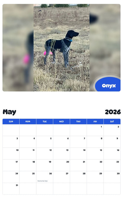 2026 - 2027 Onyx - Pawidols Pet Calendar
