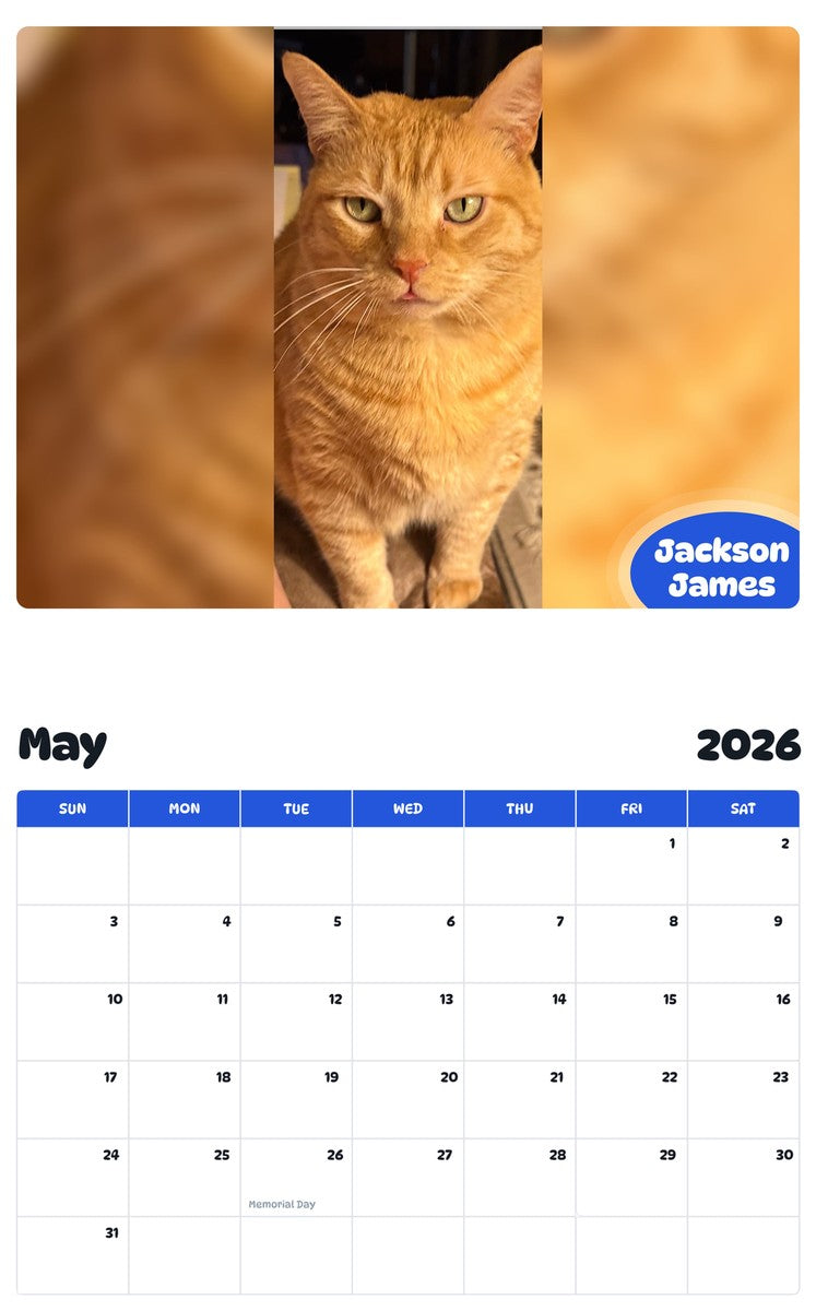 2026 - 2027 Jackson James - Pawidols Pet Calendar