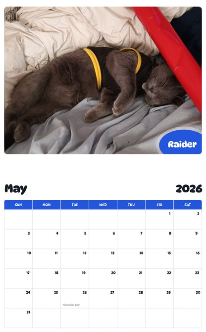 2026 - 2027 Raider - Pawidols Pet Calendar