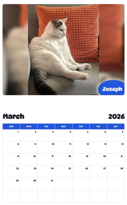 November 2025 - October 2026 Joseph - Pawidols Pet Calendar