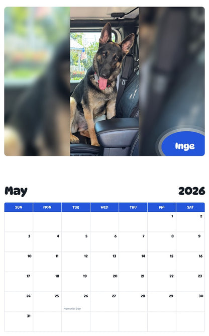 2026 - 2027 Inge - Pawidols Pet Calendar