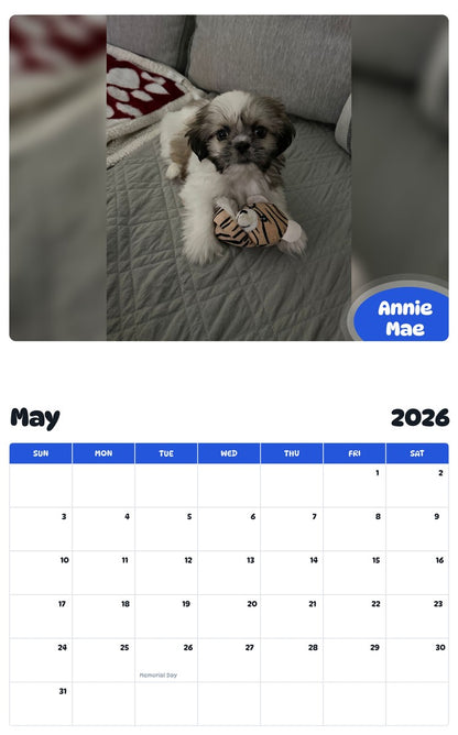 2026 - 2027 Annie Mae - Pawidols Pet Calendar