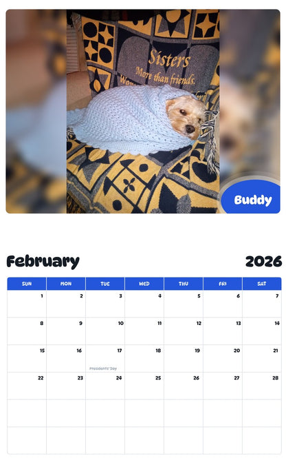 October 2025 - September 2026 Buddy - Pawidols Pet Calendar