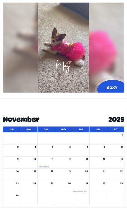 July 2025 - June 2026 Roxy - Pawidols Pet Calendar