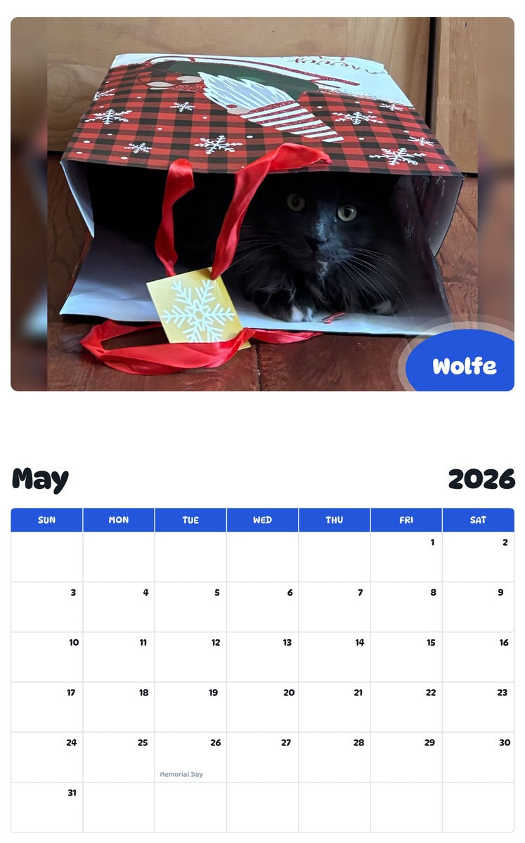 2026 - 2027 Wolfe - Pawidols Pet Calendar