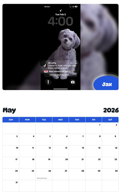 2026 - 2027 Jax - Pawidols Pet Calendar
