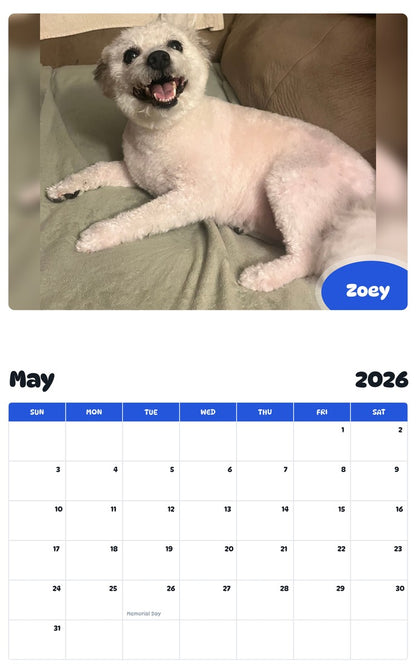 2026 - 2027 Zoey - Pawidols Pet Calendar