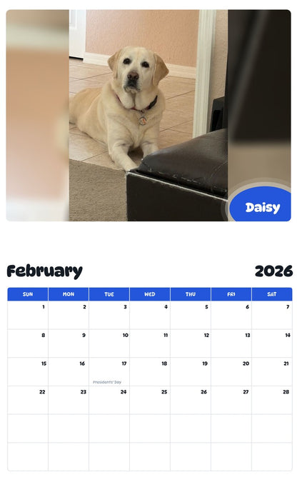 October 2025 - September 2026 Daisy - Pawidols Pet Calendar