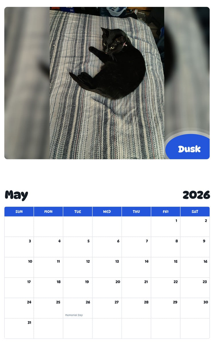 2026 - 2027 Dusk - Pawidols Pet Calendar