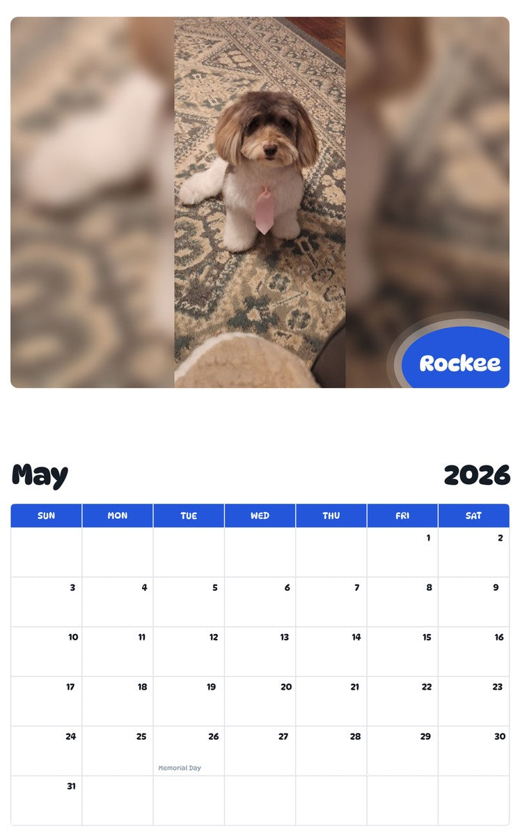 2026 - 2027 Rockee - Pawidols Pet Calendar