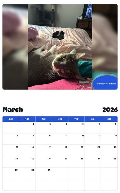 November 2025 - October 2026 Cally short for Callahan - Pawidols Pet Calendar