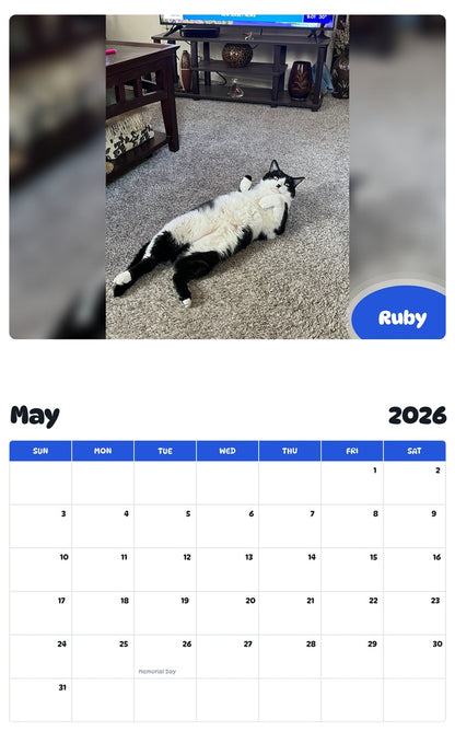 2026 - 2027 Ruby - Pawidols Pet Calendar