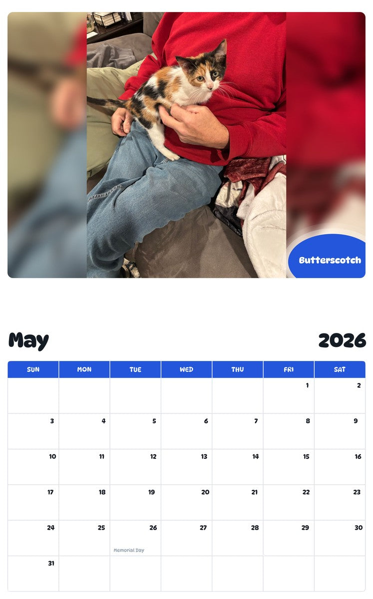 2026 - 2027 Butterscotch - Pawidols Pet Calendar