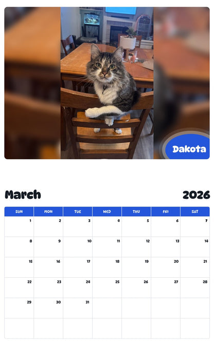November 2025 - October 2026 Dakota - Pawidols Pet Calendar