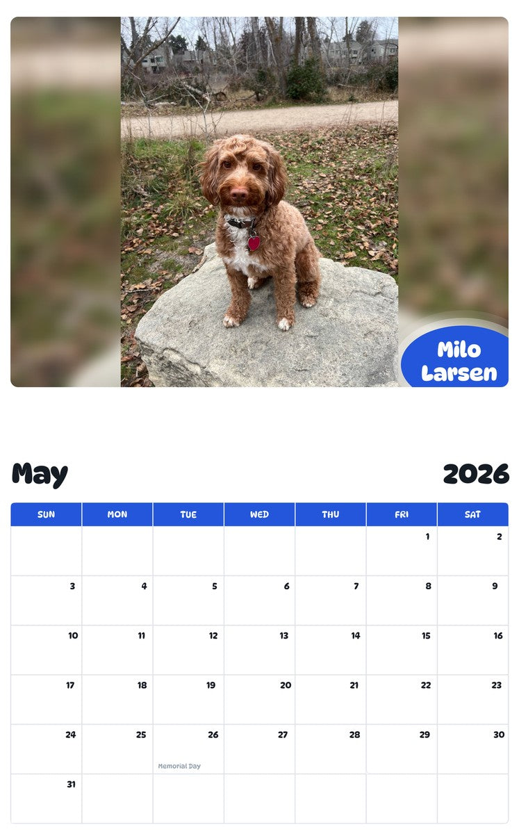 2026 - 2027 Milo Larsen - Pawidols Pet Calendar
