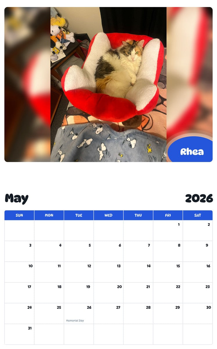 2026 - 2027 Rhea - Pawidols Pet Calendar