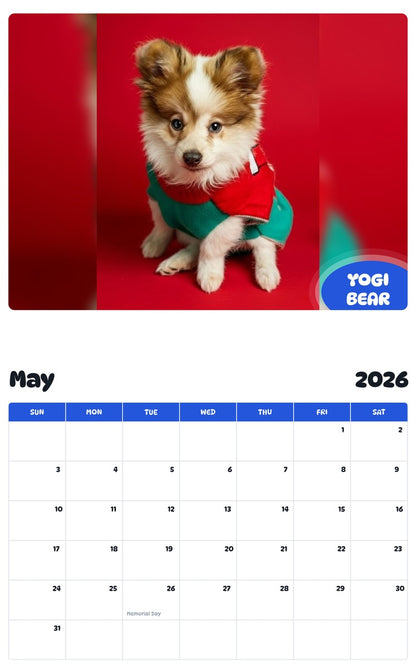 2026 - 2027 YOGI BEAR - Pawidols Pet Calendar