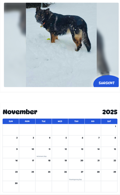 July 2025 - June 2026 Sargent - Pawidols Pet Calendar