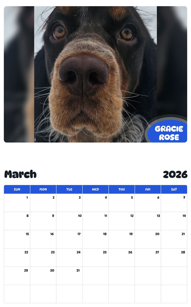November 2025 - October 2026 GRACIE ROSE - Pawidols Pet Calendar