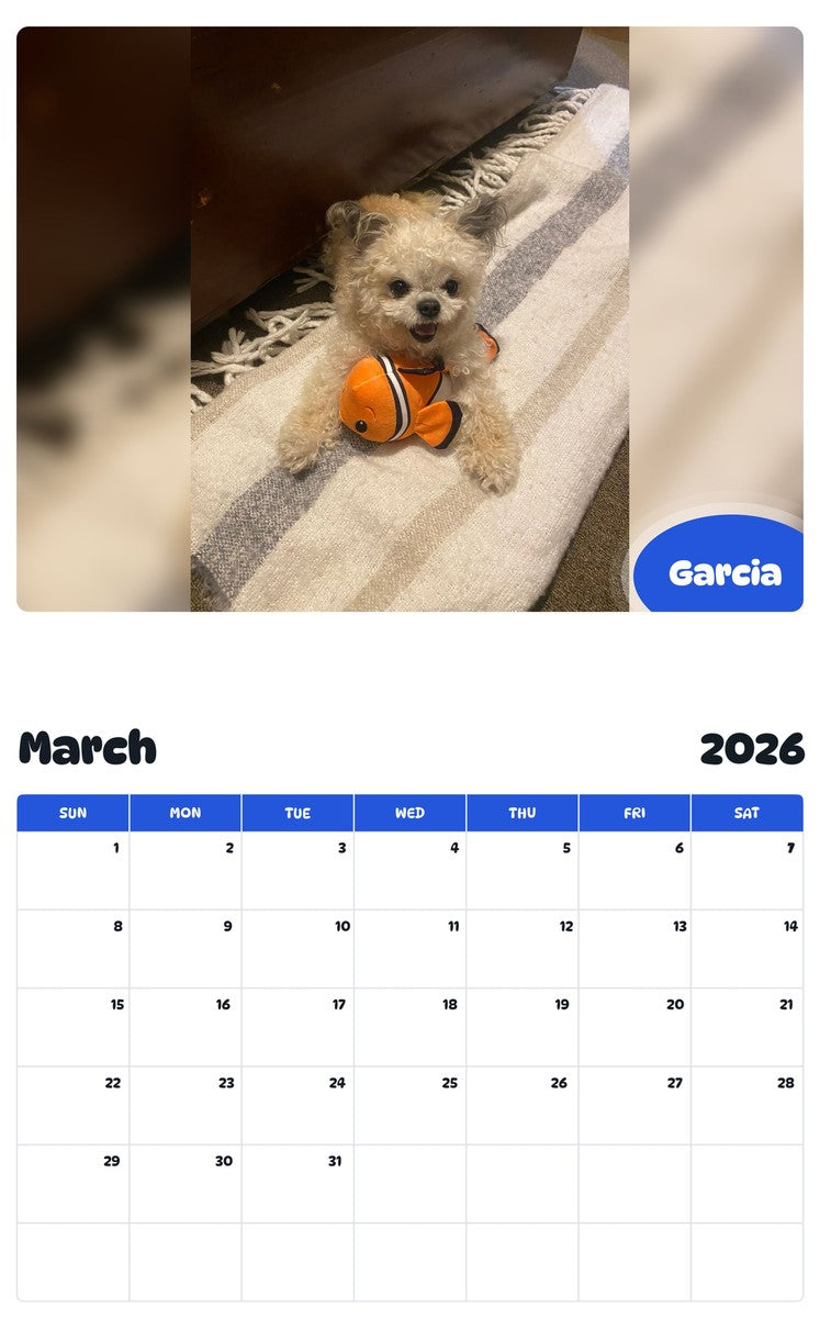 November 2025 - October 2026 Garcia - Pawidols Pet Calendar