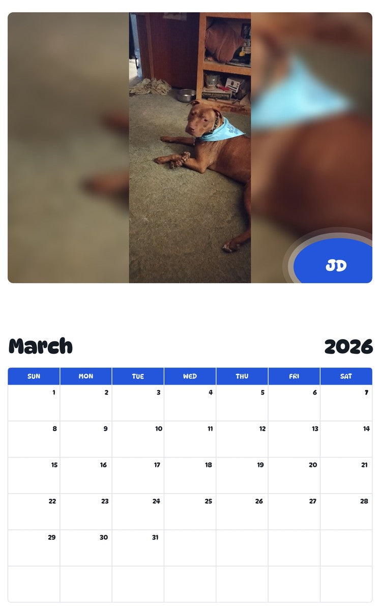 November 2025 - October 2026 JD - Pawidols Pet Calendar