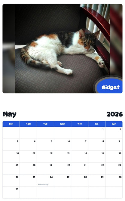 2026 - 2027 Gidget - Pawidols Pet Calendar
